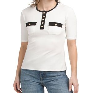 NWT Jason Wu White and Black Short Sleeve Top